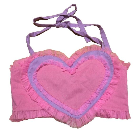 Labelrail x Pose & Repeat Halter Top w/ Giant Ruched Ruffle Heart Womens Size 14 - Picture 5 of 8